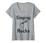 Womens Singing Rocks, Singer Vocalist Rock Musician Goth V-Neck T-Shirt