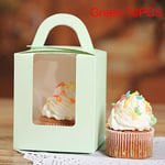 1/5/10 Pcs Cupcake Boxes Paper Gift Box Cake Package Green 10pcs