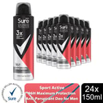 Sure Men Anti-Perspirant 96 Hours Maximum Protection Deodorant 150ml, 24 Pack