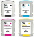 Non-oem 4x Inks for use in HP 88 XL Officejet Pro L7480 K8600 K5400n K5300