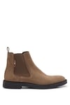 BOSS Mens Calev Cheb Suede Chelsea boots with signature-stripe detail Size 6