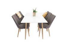 Venture Design Polar & Leone matgrupp Vit/grå 6 st stolar & bord 180 x 90 cm