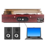 Cherry Red Wood Effect Vinyl LP Record Player Turntable USB Hifi Stereo System