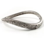 Rhodium Plated Curved Swarovski Crystal Bangle Bracelet - Up to 17cm (For