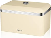 Swan Kitchen Appliance Retro Cream 18 Litre Storage Bread Bin with Silver Trim