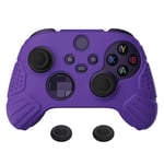 eXtremeRate PlayVital Guardian Edition Purple Ergonomic Soft Anti-slip Controller Silicone Case Cover, Rubber Protector Skins with Black Joystick Caps for Xbox Series S and Xbox Series X Controller
