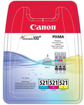New Genuine Canon CLI-521 Multi Pack Cyan,Magenta,Yellow Ink Tanks Pixma CLI521