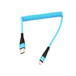 USB-C Type C Cable Coiled Spring Spiral Type-C Male Extension Cord Data Sync Charger Wire Charging Cable - Blue