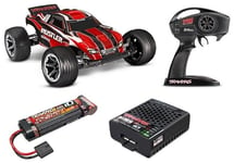 Traxxas 37054-8 Rustler 1/10 2WD Stadium Truck RTR + Battery & USB Charger Red