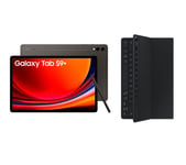 Samsung Galaxy Tab S9+ 12.4" 5G Tablet (256 GB, Graphite) & Galaxy Tab S9+ Slim Book Cover Keyboard Case Bundle, Black,Silver/Grey