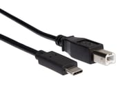 USB-C til USB-B kabel 2m sort
