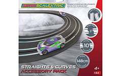 Micro Scalextric Track Extension Pack - Straights and Curves - Extend Your Layout by 148cm, Includes 6x 150mm Straights & 4x 45 Degree Curves, Micro Scalextric Accessories
