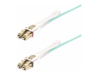 StarTech.com 8m (26ft) LC to LC (UPC) OM4 Multimode Fiber Optic Cable w/Push Pull Tabs, 50/125µm, 100G Networks, Bend Insensitive, Low Insertion Loss - LSZH Fiber Patch Cord (450FBLCLC8PP) - Patch-kabel - LC/UPC-multiläge (hane) till LC/UPC-multiläge (hane) - 8 m - 2.9 mm - fiberoptisk - duplex - 50/125 mikron - OM3/OM4 - halogenfri, formpressad, upp till 100 Gbps dataöverföringshastighet - havsblå