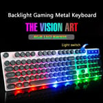 clavier américain lumineux filaire usb metal pour ordinateur retro rond rétro-éclairage led rgb gamer ergonomique ep54173