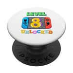 Jeu 8e anniversaire Gamer 8 ans Amusant Niveau 8 Débloqué PopSockets PopGrip Interchangeable