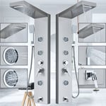 Steel Shower Panel Column Tower Basin Mixer Tap Body Massage Jets Waterfall Rain