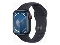 Apple Watch Series 9 (GPS + Cellular) - 41 mm - midnattsaluminium - smart klocka med sportarmband - fluoroelastomer - midnatt - bandstorlek: M/L - 64