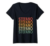 Womens Retro Custom First Name Stefano V-Neck T-Shirt