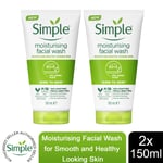 2x150ml Simple Kind to Skin Moisturising/Purifying FacialWash for Sensitive Skin