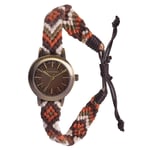 Kahuna Women's Quartz Watch with Brown Dial Analogue Display Brown Fabric Strap