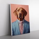 Labrador Retriever in a Suit Painting No.4 Canvas Print for Living Room Bedroom Home Office Décor, Wall Art Picture Ready to Hang, 76x50 cm (30x20 Inch)