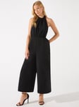 Ro&Zo Sophia Petite Twist Neck Culotte Jumpsuit, Black