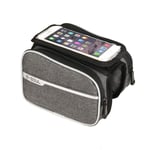 Bicycle bag front beam bag mountain bike bag touch screen mobile phone bag riding equipment accessories-gray_L18*W4*H12.5CM