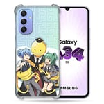 Cokitec Coque Renforcée en Verre Trempé pour Samsung Galaxy A34 5G Manga Assassination Classroom Kuro Trio