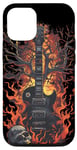 Coque pour iPhone 12/12 Pro Guitare électrique groupe de musiciens en metal crâne et
