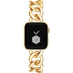 38/40/41/mm 42/44/45mm Damklocka Guld Klassisk Kedja Smartwatch Armband Kompatibel för Apple Watch Series Band 9/8/7/SE/6/5 Elegant Ersättningsrem GULD GOLD 38/40/41MM