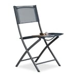 Relaxdays 10020943 Chaise de jardin pliable plastique et métal chaise balcon pliante camping terrasse wave HxlxP: 87 x 55 x 48,5 cm, anthracite gris