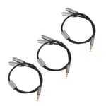 3Pcs Headset Splitter Cable 3.5mm Silver Headphone Splitters Mic Cables XAA