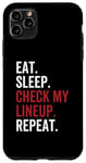Coque pour iPhone 11 Pro Max Eat Sleep Check My Lineup Repeat Funny Fantasy Football