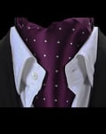 Purple & White Silver Polka Dot Silk Cravat Ascot Scarf Tie Mens Gift A53 UK
