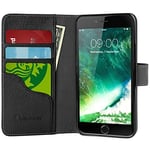 i-Blason Wallet Case Designed for iPhone 7 Plus/iPhone 8 Plus, Kickstand Leather Cover with Credit Card ID Holders (Black)