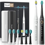 Rechargeable  Fairywill 2X Sonic Electric Toothbrush 8X Heads Travel Case IPX7