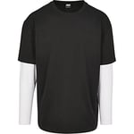 Urban Classics Men's Oversized Shaped Double Layer Ls Tee T-Shirt, Multicolour (Black/White 00826), Small