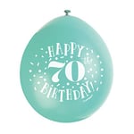 Unique Party 56054 - Ballons de Baudruche - 23 cm - Happy 70th Birthday - Assortiment de 10