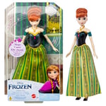 Mattel Disney Frozen Singing Anna Doll, Frozen Anna in Signature Clothing, Button Sings "For the First Time in Forever" Song, Toys for Ages 3 and Up, One Doll, English Version, HLW56
