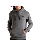 Superdry Mens Vintage Logo Embroidered Hoodie - Grey Cotton - Size Small