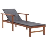 Helloshop26 - Transat chaise longue bain de soleil lit de jardin terrasse meuble d'extérieur résine tressée et bois d'acacia massif noir - Bois