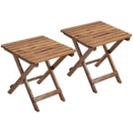 Rootz Fällbord - Sidobord - 2set Trädgårdsbord - Fällbart campingbord - Bord för trädgård & balkong - Acaciaträ - Teak - 45 x 45 x 45 cm