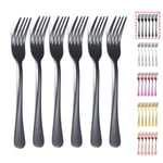 Kyraton Black Dinner Fork 6 Pieces, Stainless Steel 8.17 Inch Forks Black Titanium Plating Silverware, Black Forks Set of 6