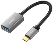 USB-C OTG adapter - USB-C han / USB-A 3.0 hun - Grå