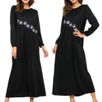 Muslin Islamic Malaysia Dress Long Sleeve Abaya Black L