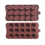 2PCS Rose Silicone Mould, Flower Chocolate Molds 15 Cavity Silicone Sweet Moulds Wax Melt Moulds Valentines Candy Moulds Gummy Ice Jelly Moulds for Resin Casting,Candles,Soap,Baking,Cake Decorating