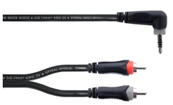 Cordial 14860 Jack / Phono Audio Y-Adapter [1X Jack 3,5 Mm - 2X Rca-Kontakt] 3 M Svart Pvc-Mantel, Tvillingkabel