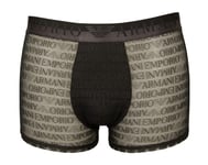 Emporio Armani Underwear Men's Men's Trunk Jacquard Logo Mesh Trunks, Black,