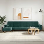 L-formad bäddsoffa mörkgrön 271x140x70 cm sammet
