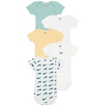 Petit Bateau 5-pack Baby Bodys Vert Blanc Jaune | Grön | 6 months